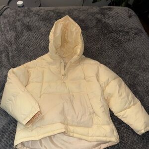Fashion Nova Light Cream Hooded Puffer Jacket